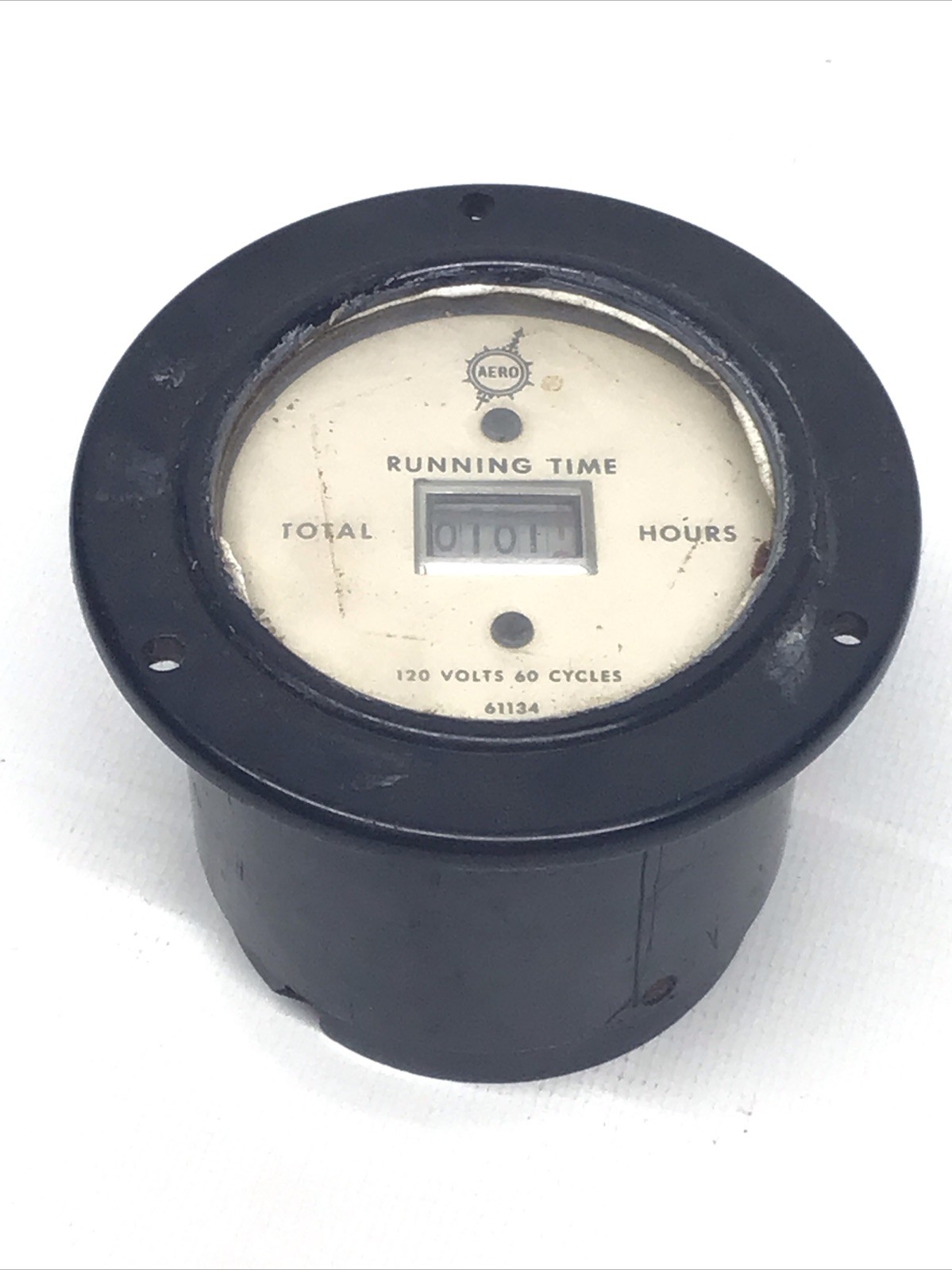 Vintage Aero Instrument Co. Running Time Total Flight Hours Meter Gauge Dial