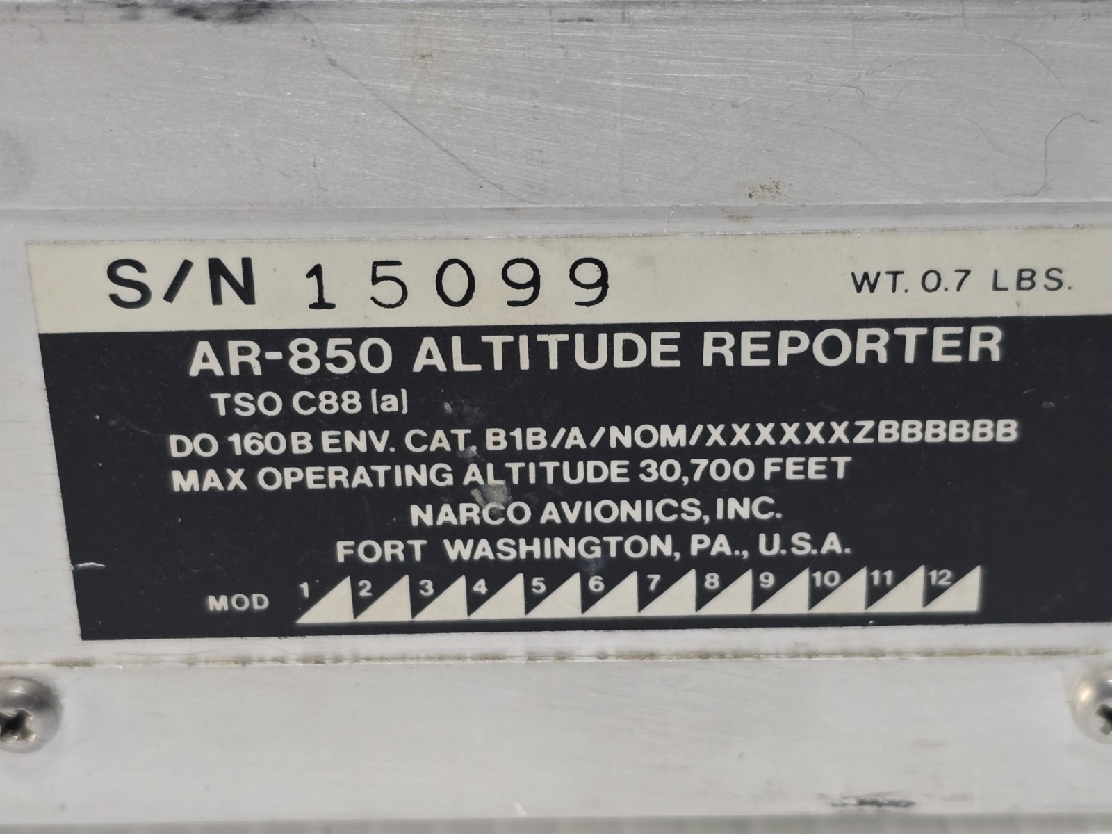 Narco Avionics AR-850 Altitude Reporter – As Removed, Untested