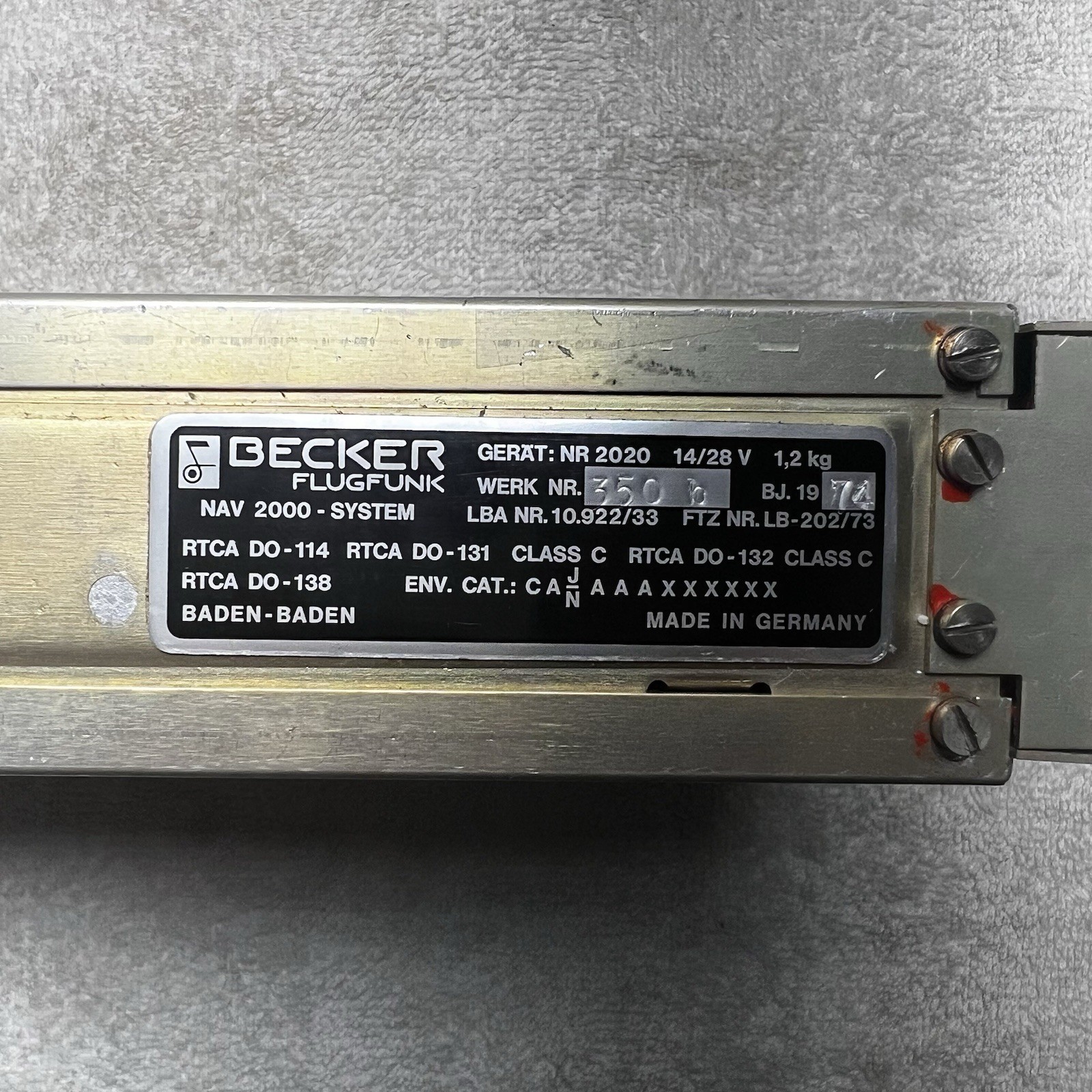 Vintage NR 2020 Becker FlugFunk Nav 2000 System 14/28 V
