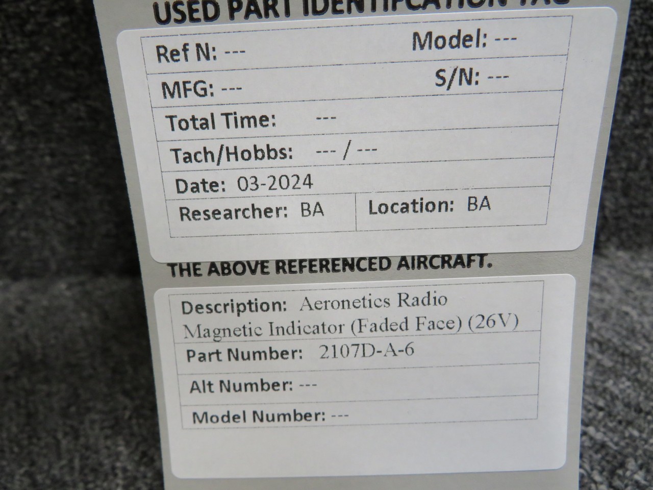 2107D-A-6 Aeronetics Radio Magnetic Indicator (Faded Face) (26V)