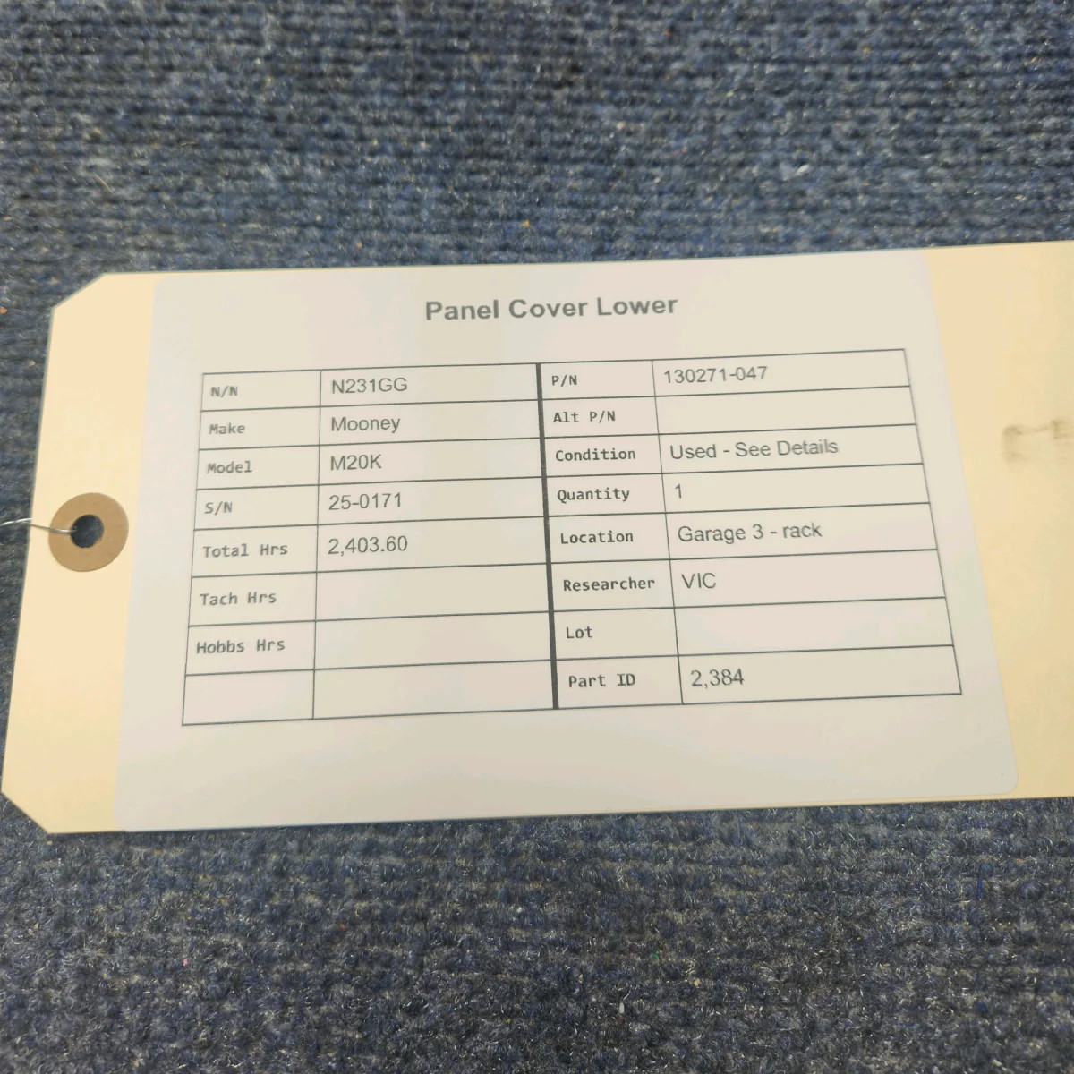 130271-047 | Mooney M20K | Panel Cover Lower