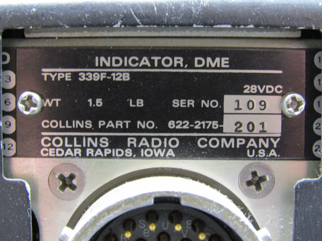 622-2175-201 Collins 339F-12B DME Indicator (Volts:28) (Solid Case)