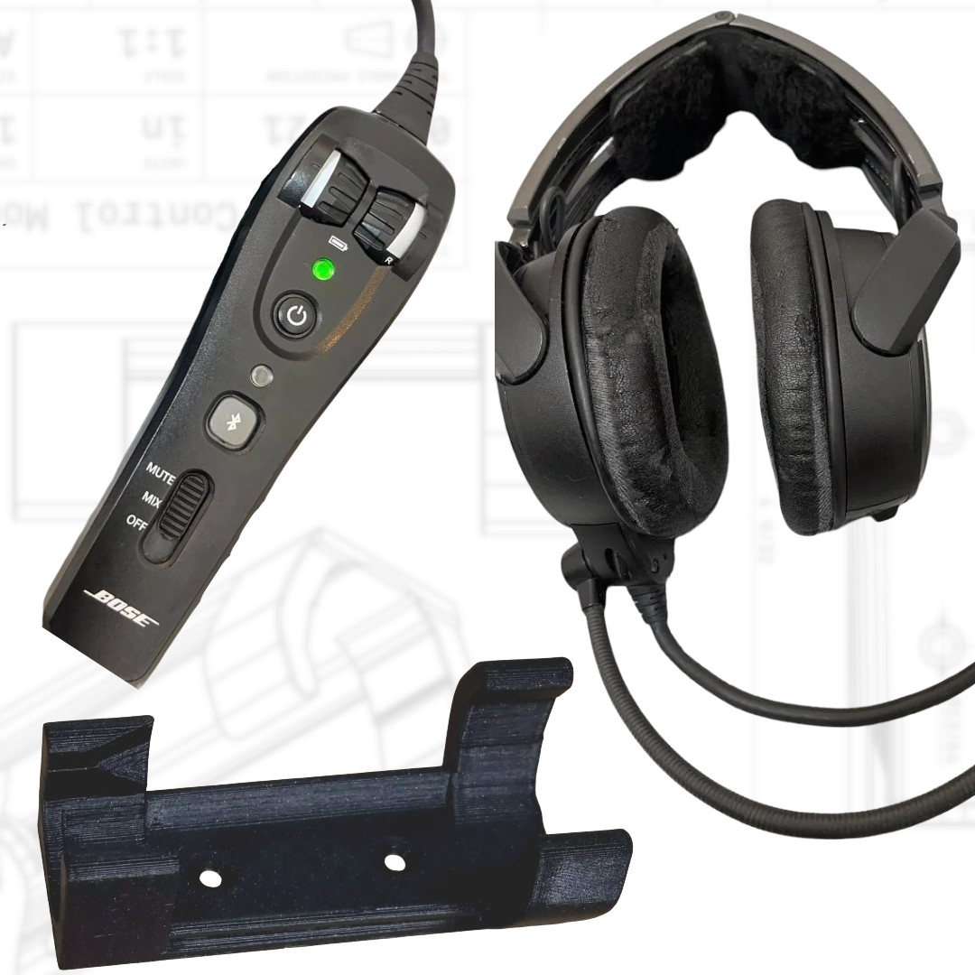 Bose A20 Aviation Headset Controller Mount Holder – Carbon Fiber Polycarbonate