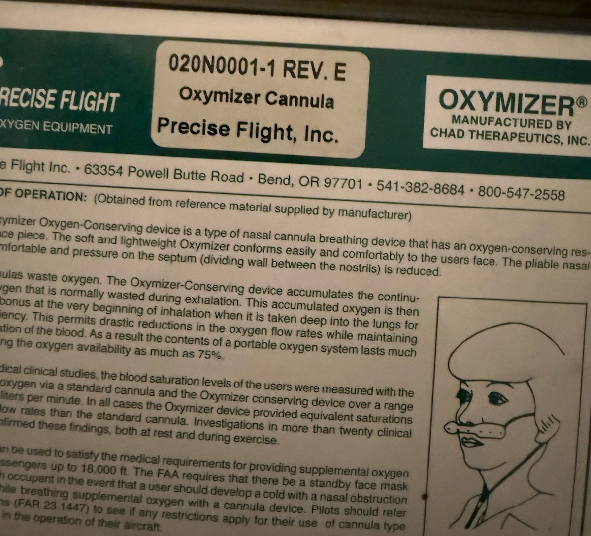 Lot of 4 – Oxygen Mask Oxymizer by Precise Flight PN 020N0001-1 NEW In Package