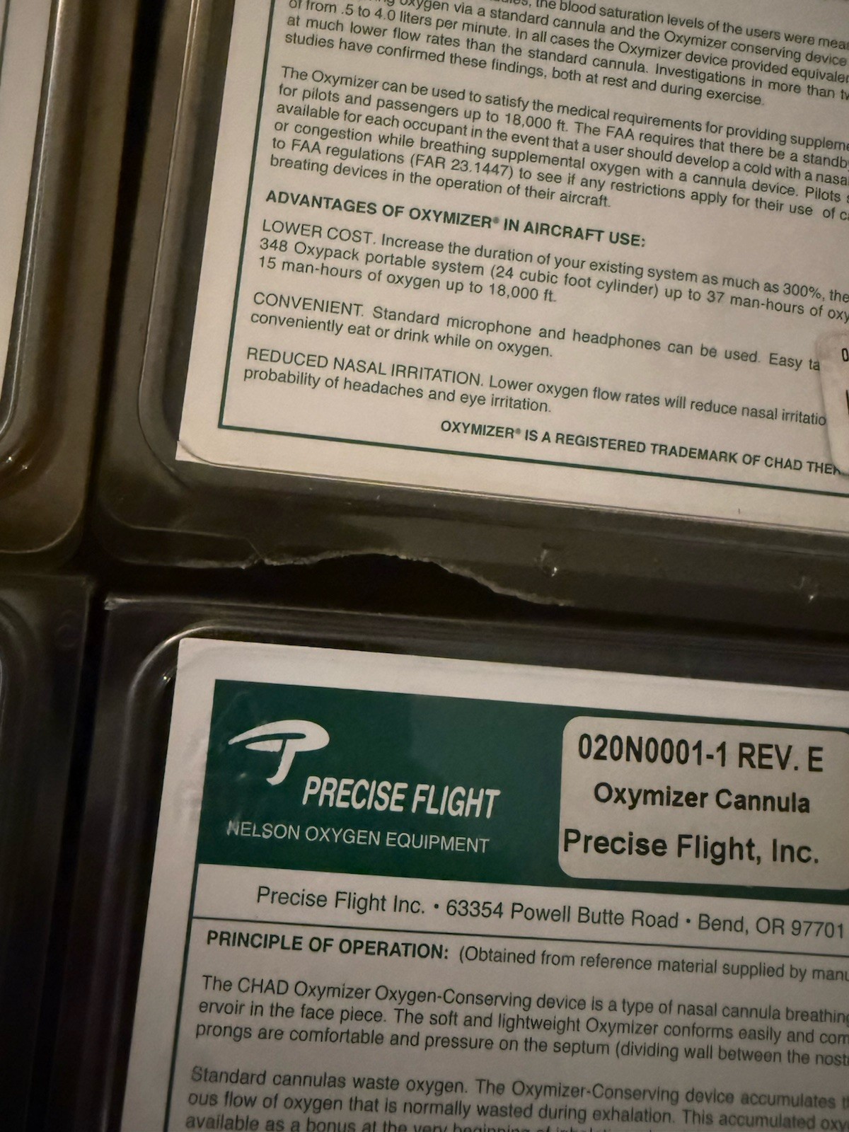 Lot of 4 – Oxygen Mask Oxymizer by Precise Flight PN 020N0001-1 NEW In Package