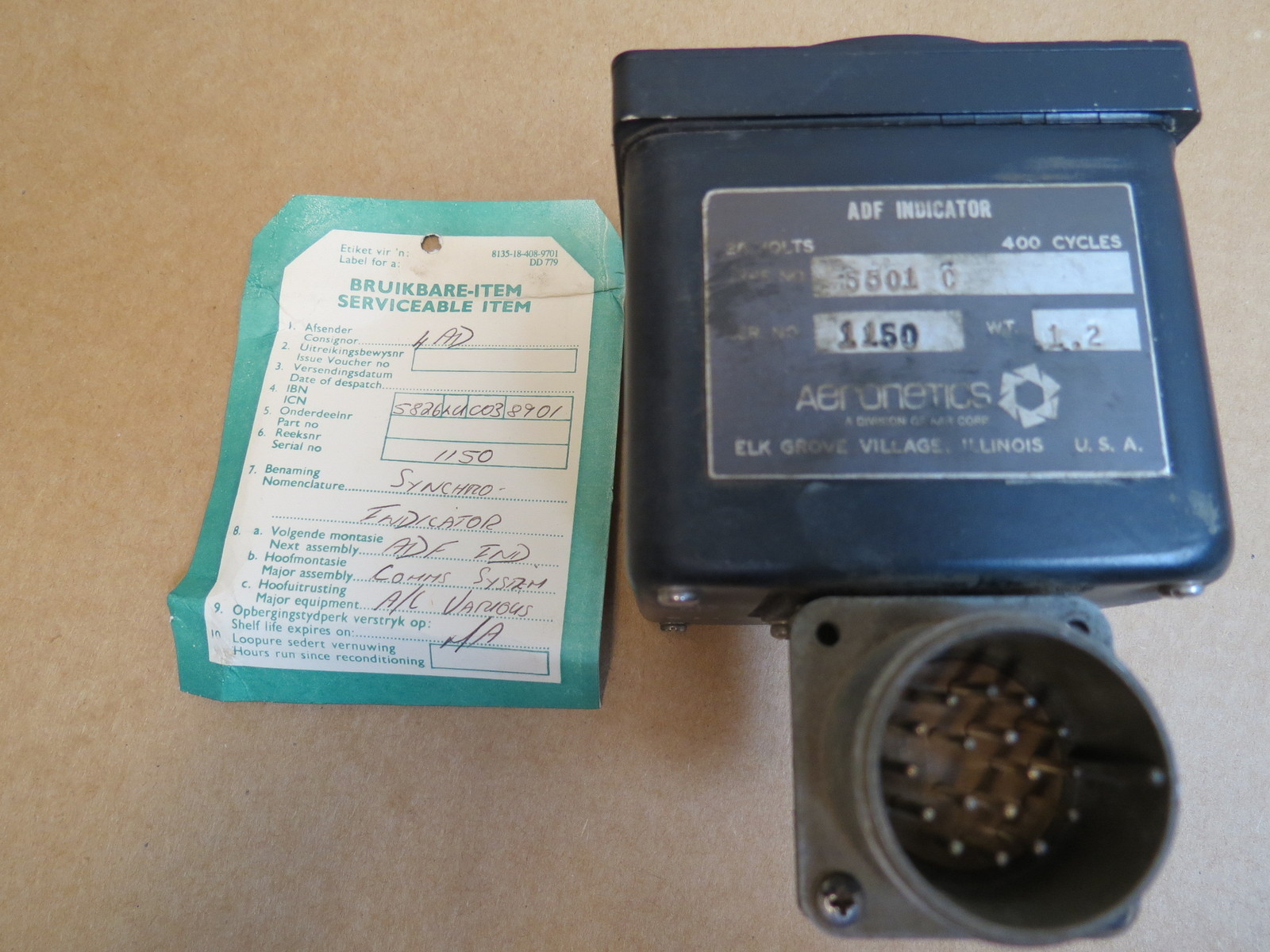 ADF Indicator Military Surplus Overhauled Aeronetics 5501C