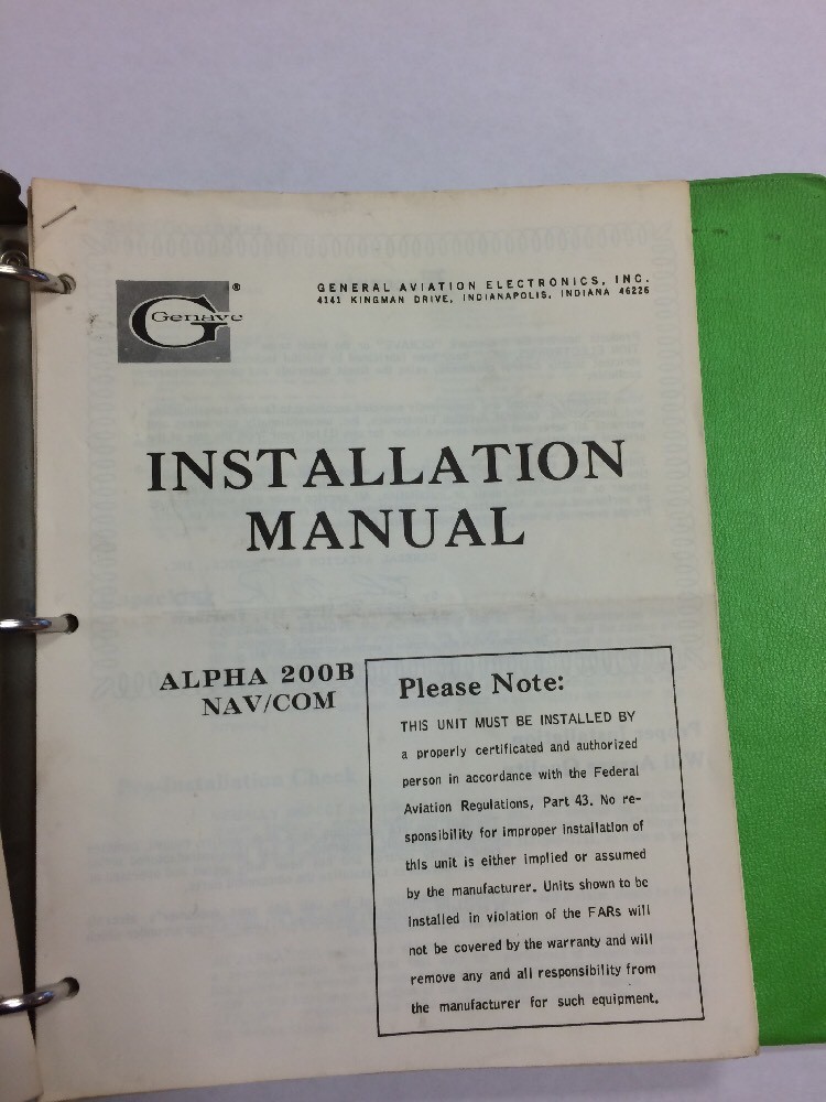 8 Genave & 4 FD Ops & Installation Manuals In 1 Binder