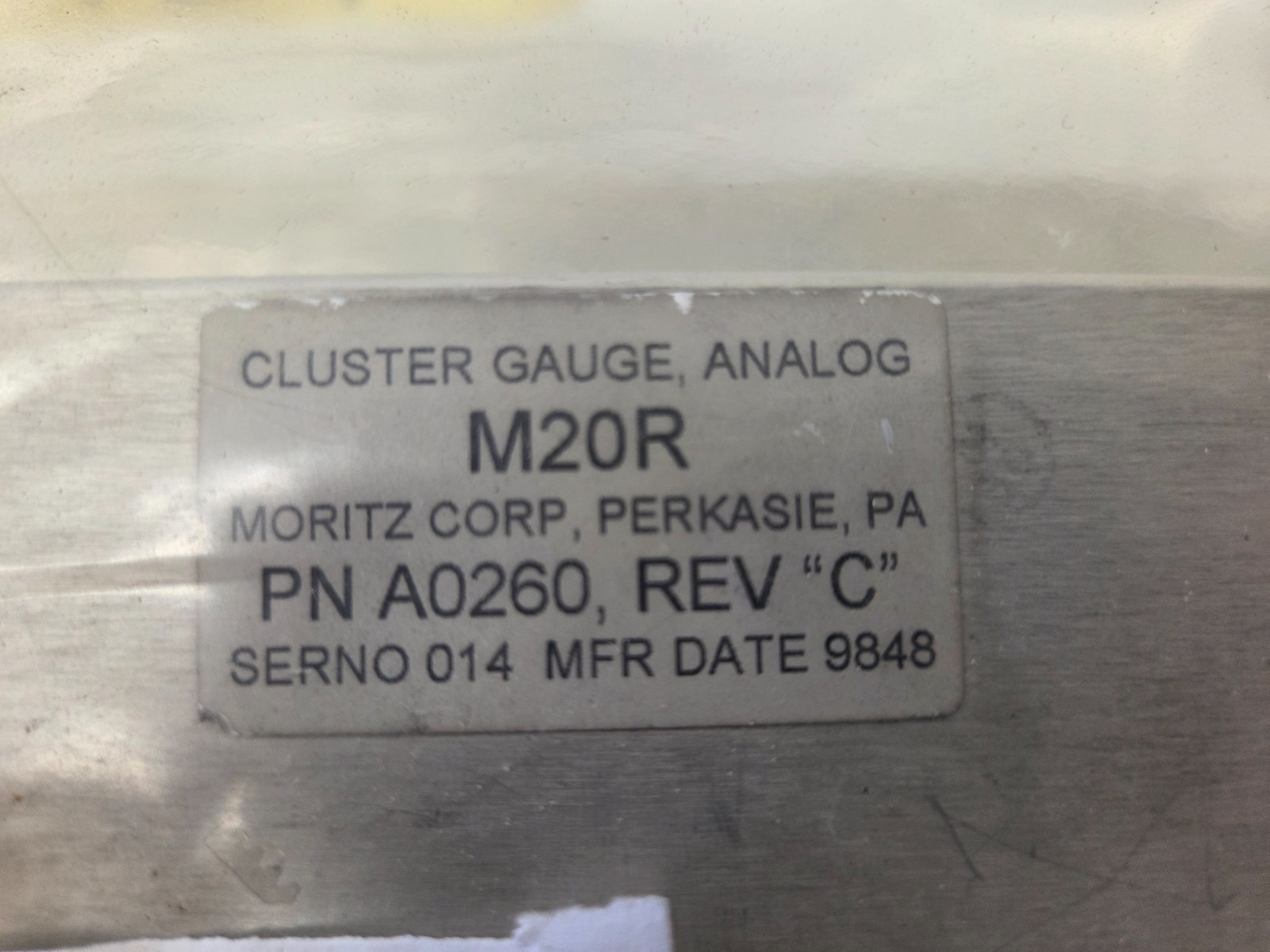 Mooney Cluster Gauge Analog Model 6P PN A0260 M20R