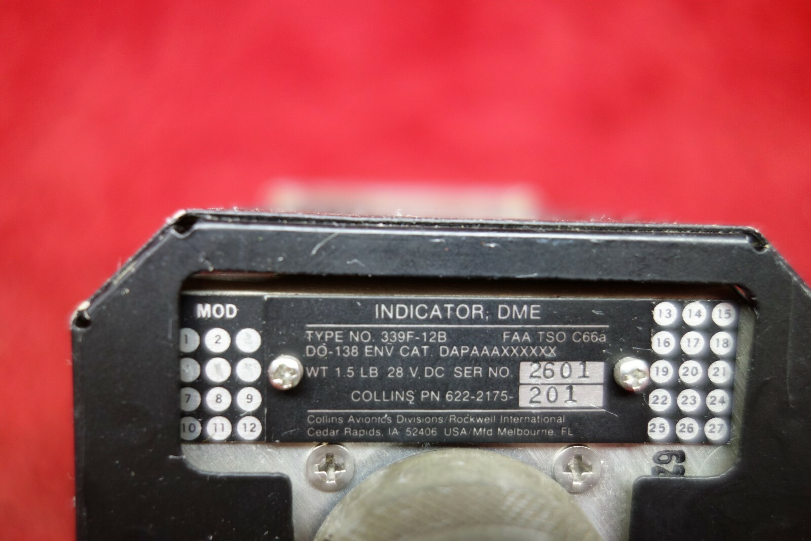 Collins 339F 12B DME Indicator 28V PN 622 2175 201