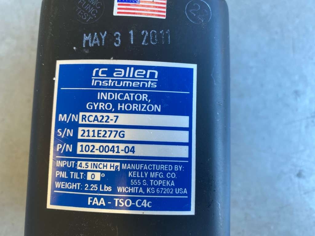 Rc Allen RCA22-7 Horizon Gyro Indicator P/N 102-0041-04