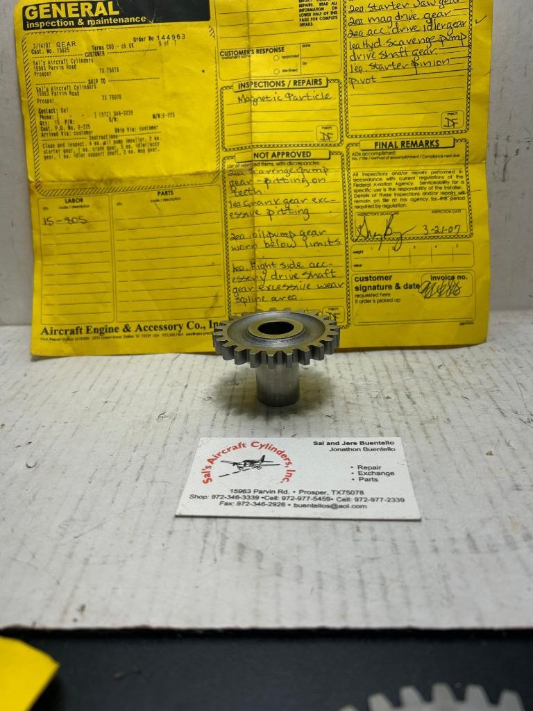 Certified Continental TCM E-225 Accessory Drive Idler Gear & Shaft