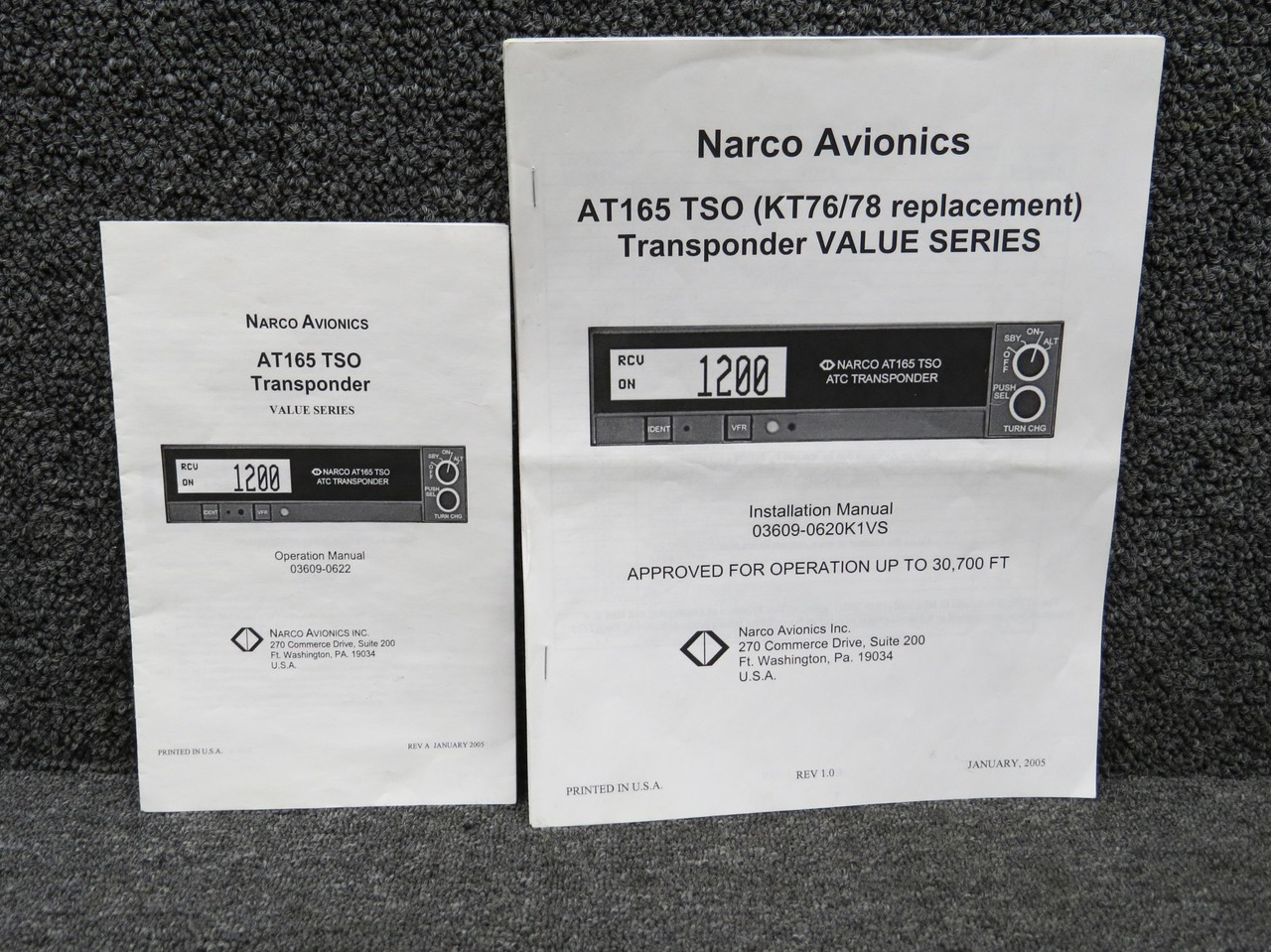 036090308 Narco AT165 ATC Transponder with Tray and Manuals