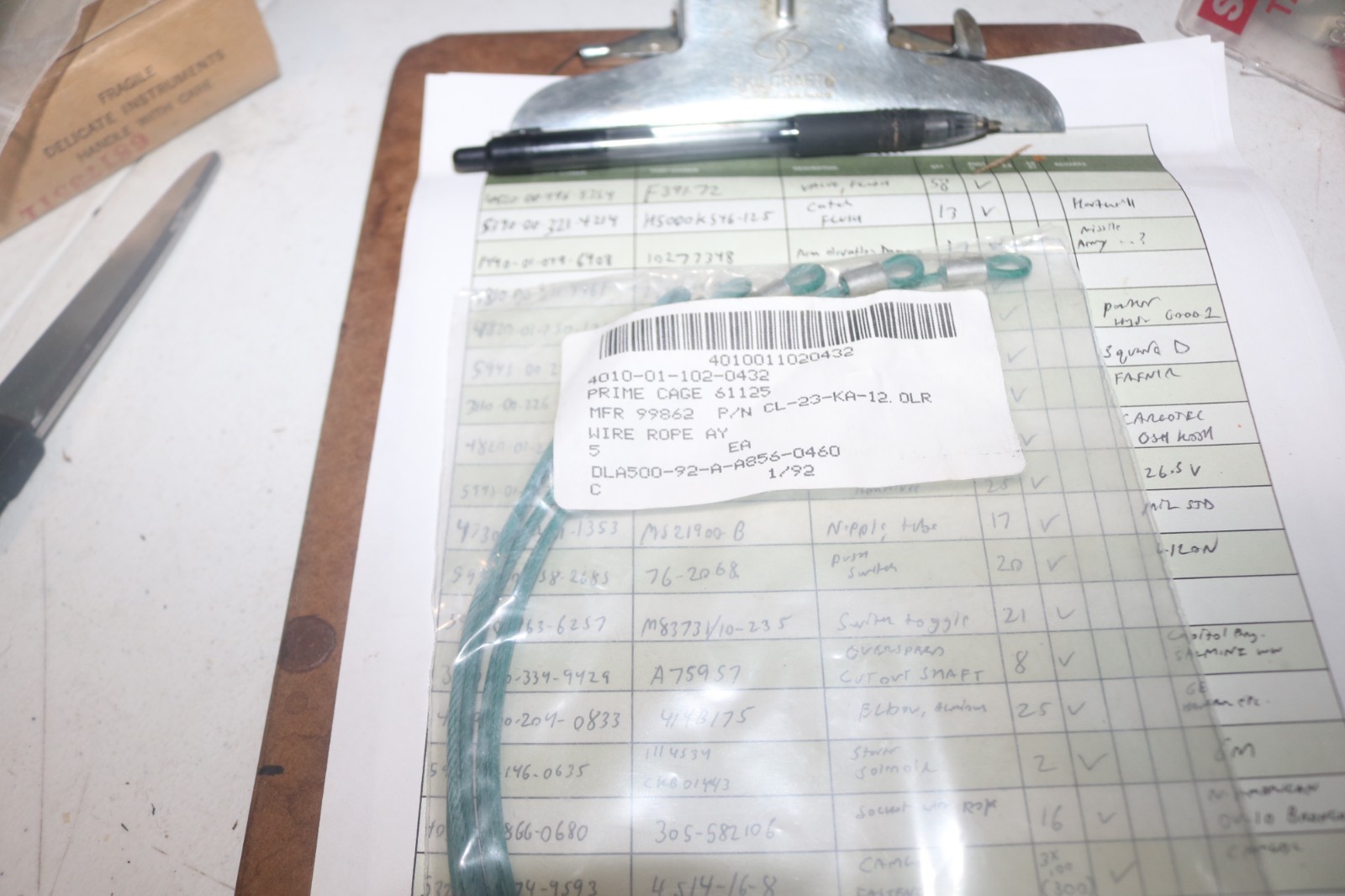 NOS Carr Lane CL-23-KA-12.0lr 4010-01-102-0432 wire rope assy QD pin, cap etc