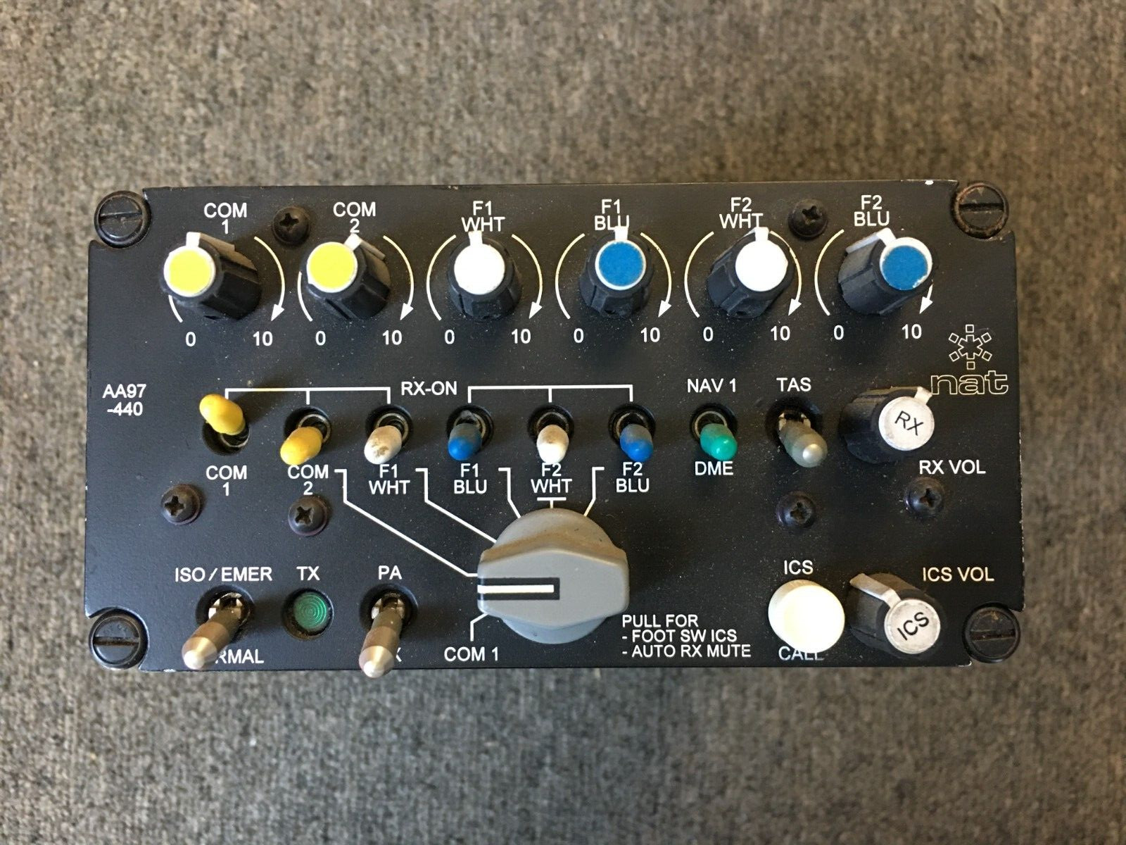 Northern Airborne Technology Audio Control Panel AA97-440 -used 30 day warranty