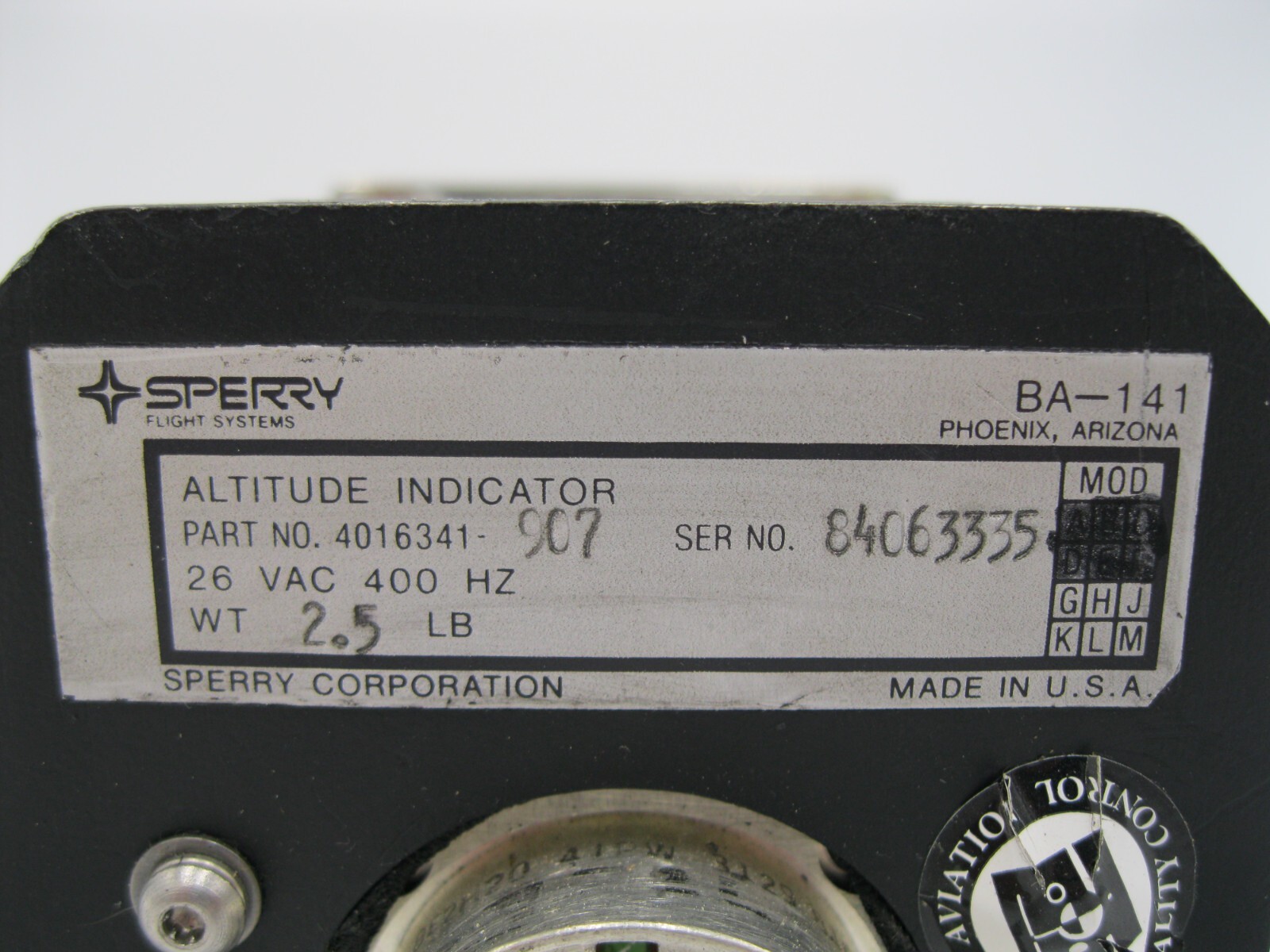 HONEYWELL SPERRY BA141 ALTIMETER PN: 4016341-907 AS REMOVED