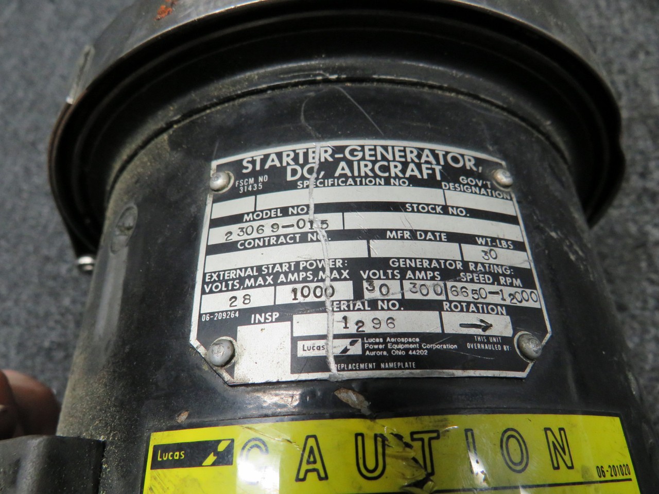 23069-015, 23070-320 Lucas & Lear Siegler Starter Generator w Magnet (Worn Unit)