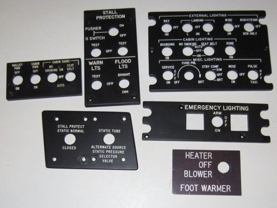 ORIGINAL AIRCRAFT LOT PLACARDS UNKNOWN AIRCRAFT