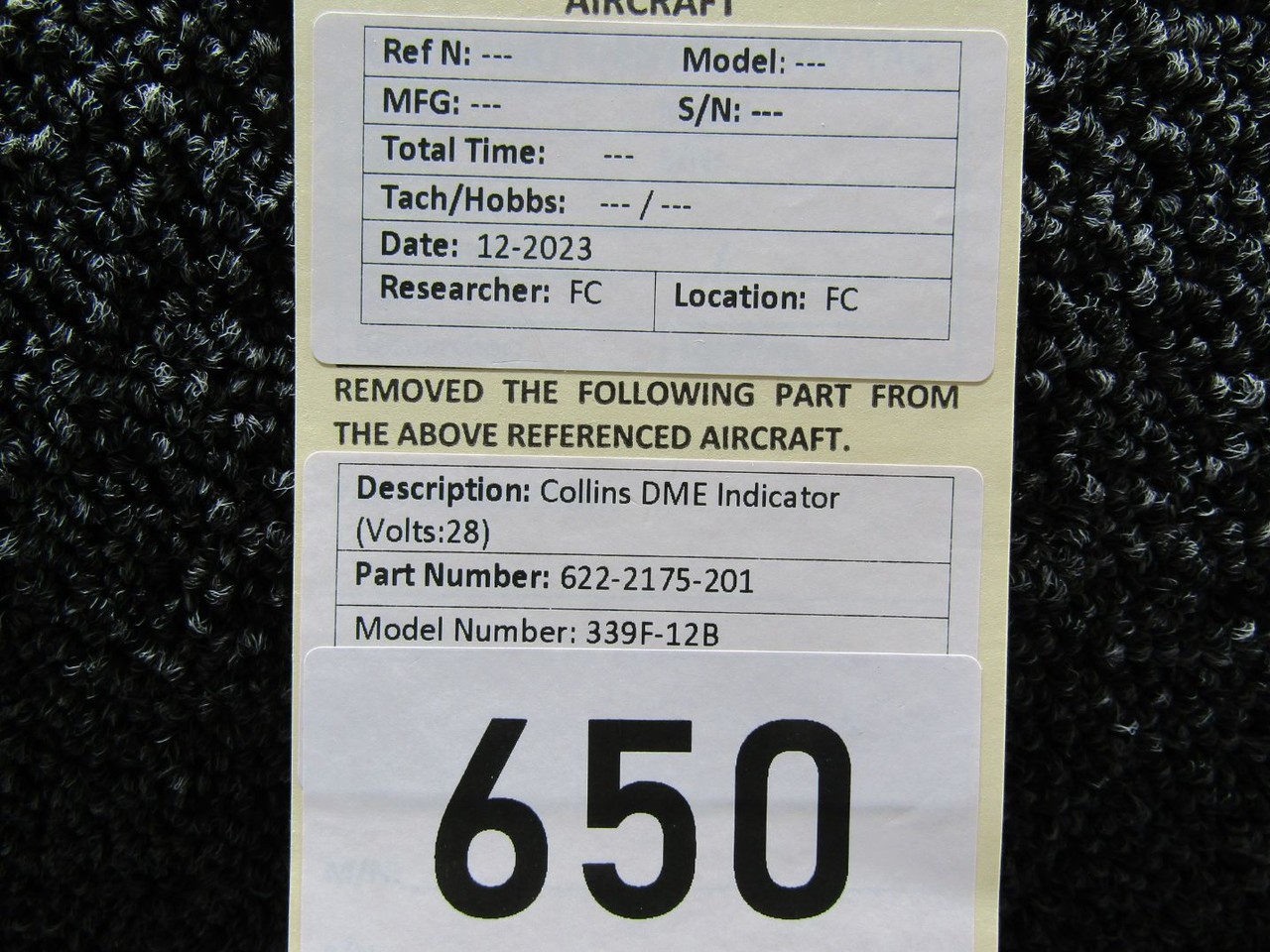 622-2175-201 Collins 339F-12B DME Indicator (Volts:28) (Solid Case)
