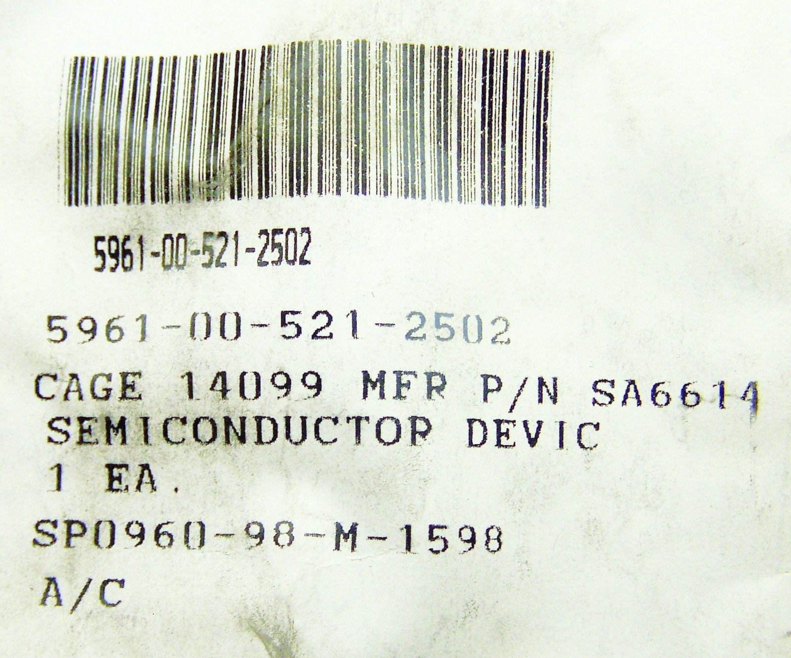 SEMTECH 536792-1 SA6614 AIRCRAFT SILCON RECTIFIER 100V PEAK 3 PH BRIDGE 10 AMPS
