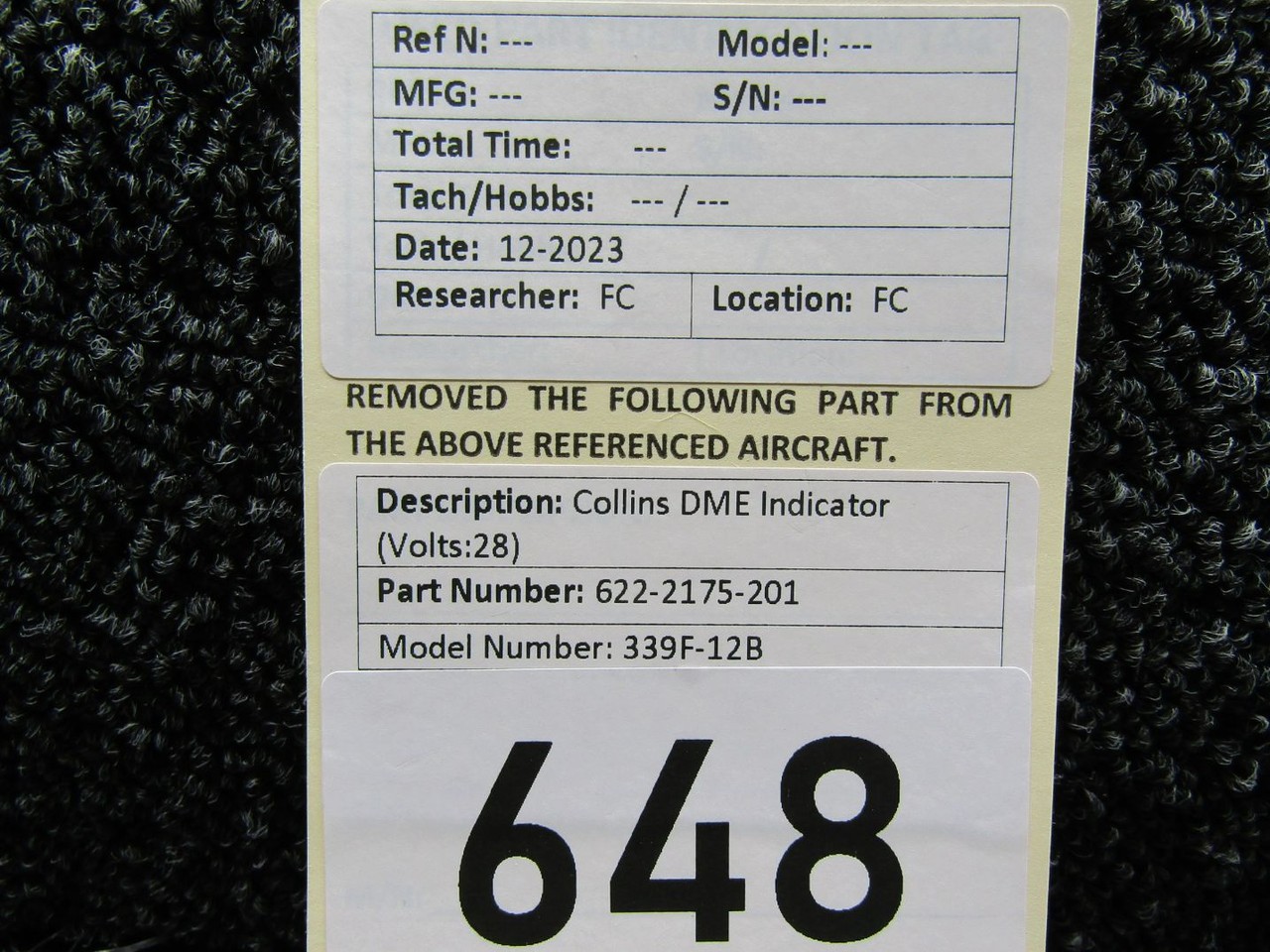 622-2175-201 Collins 339F-12B DME Indicator (Volts: 28)
