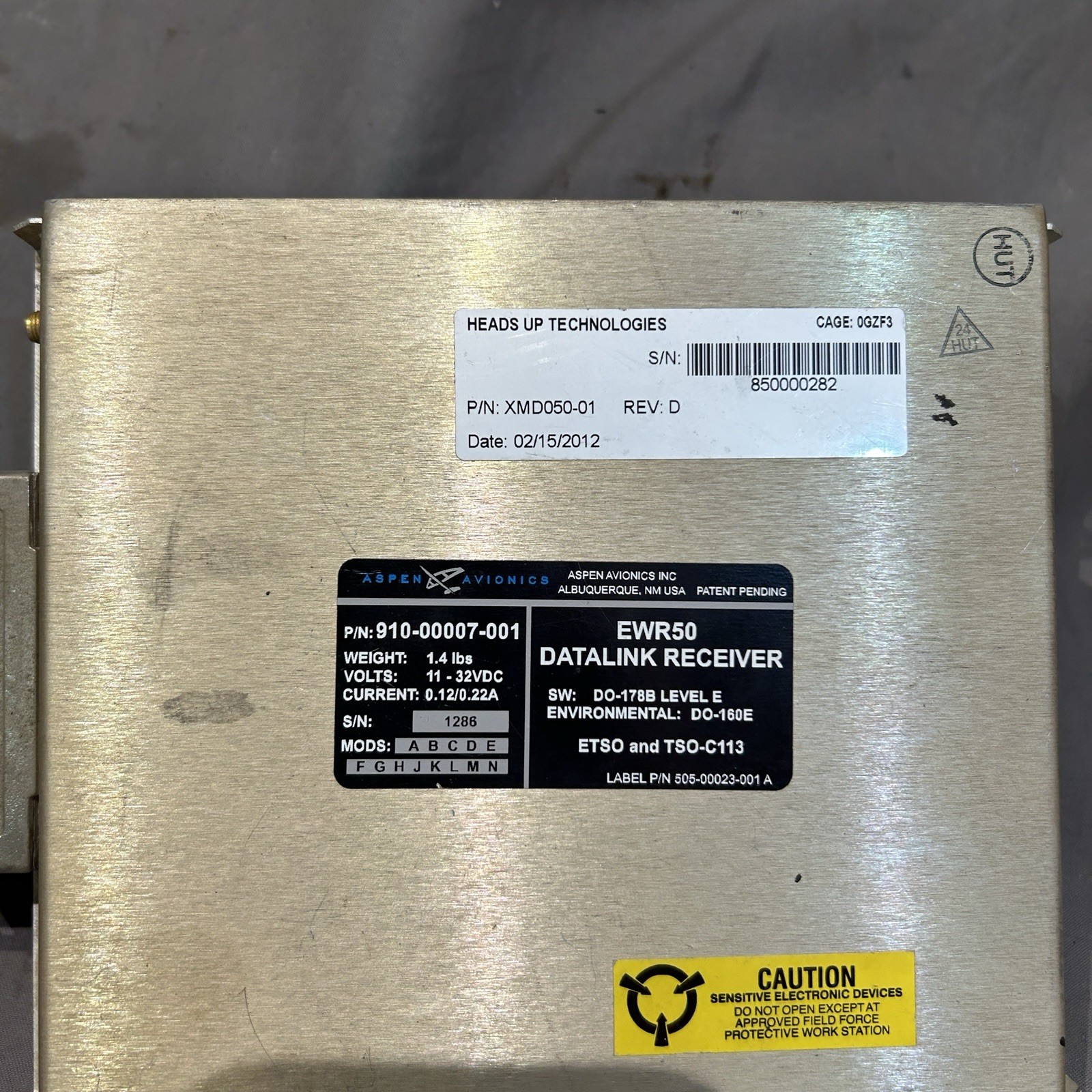 910-00007-001 Aspen Avionics EWR-50 Datalink Receiver Unit (Volts: 11-32)