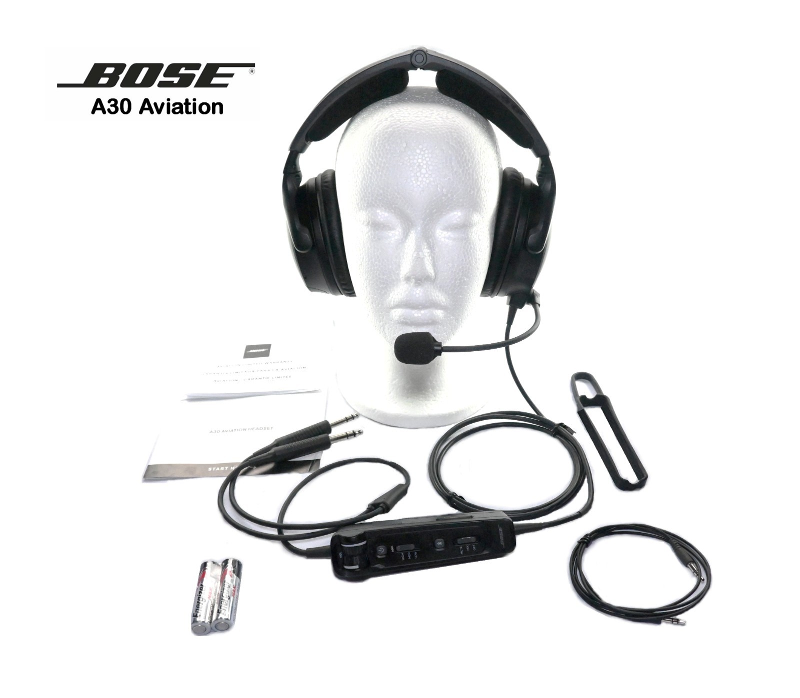 Bose Aviation Headset Active Noise Reduction GA Dual Plugs & Bluetooth Adapter