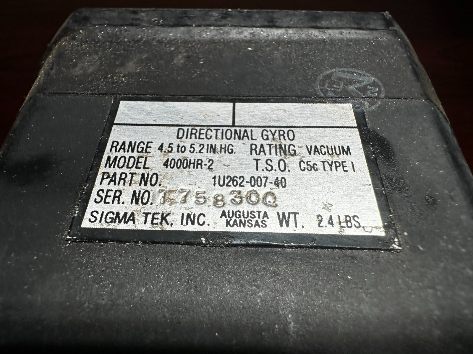 SIGMA TEK 4000HR-2 Directional Gyro P/N: 1U262-007-40 guaranteed 30 days