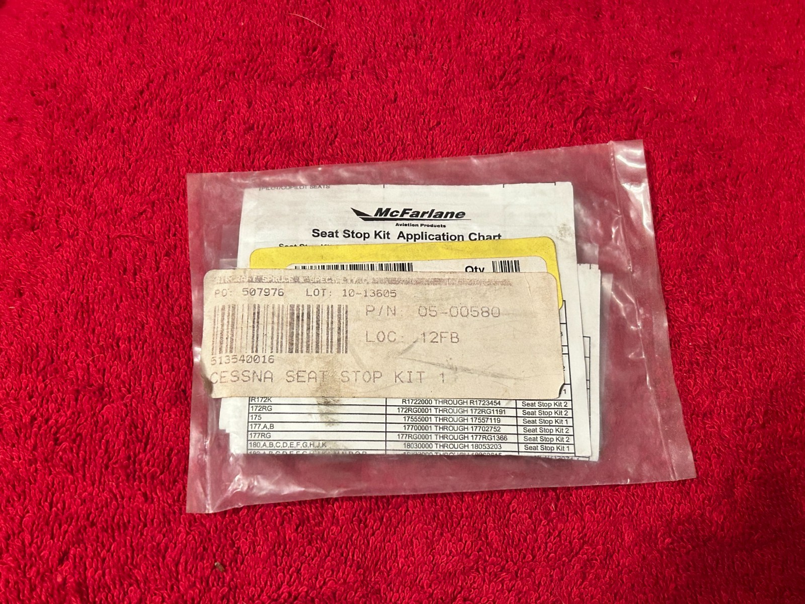 CESSNA SEAT STOP KIT 1 P/N 05-00580 MCFARLANE MS20392-1C21 NEW SURPLUS