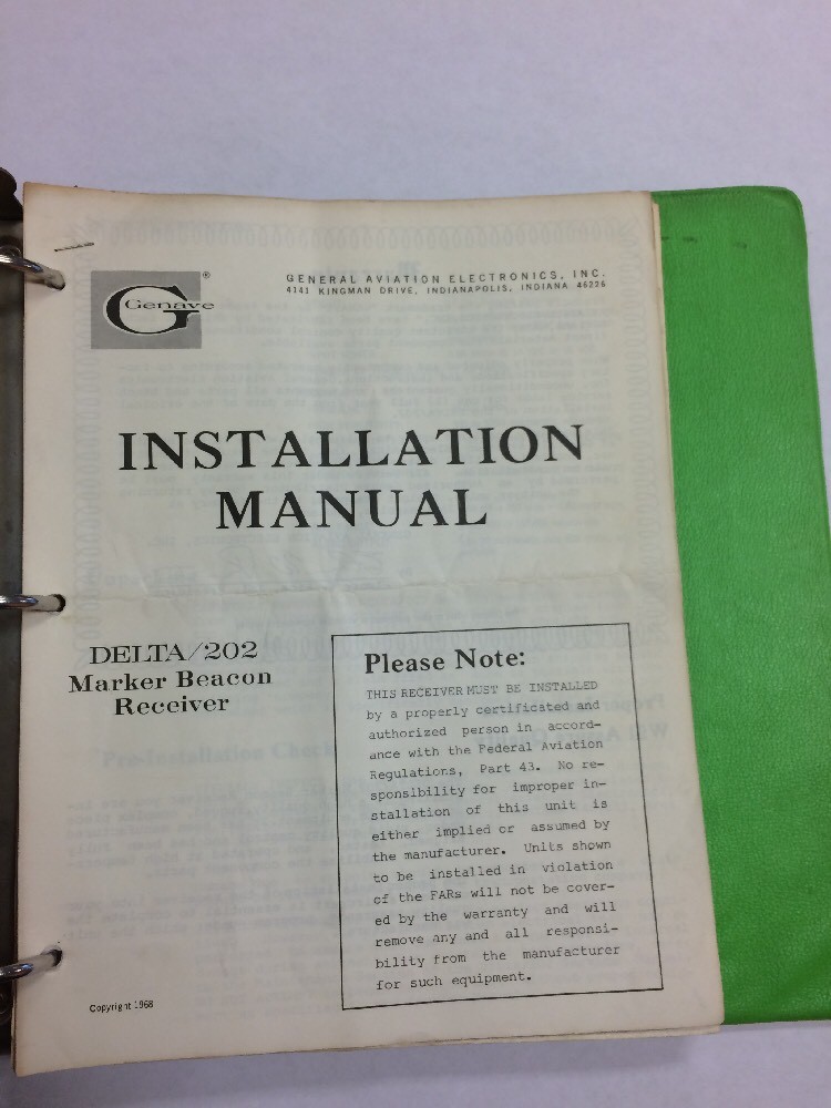 8 Genave & 4 FD Ops & Installation Manuals In 1 Binder