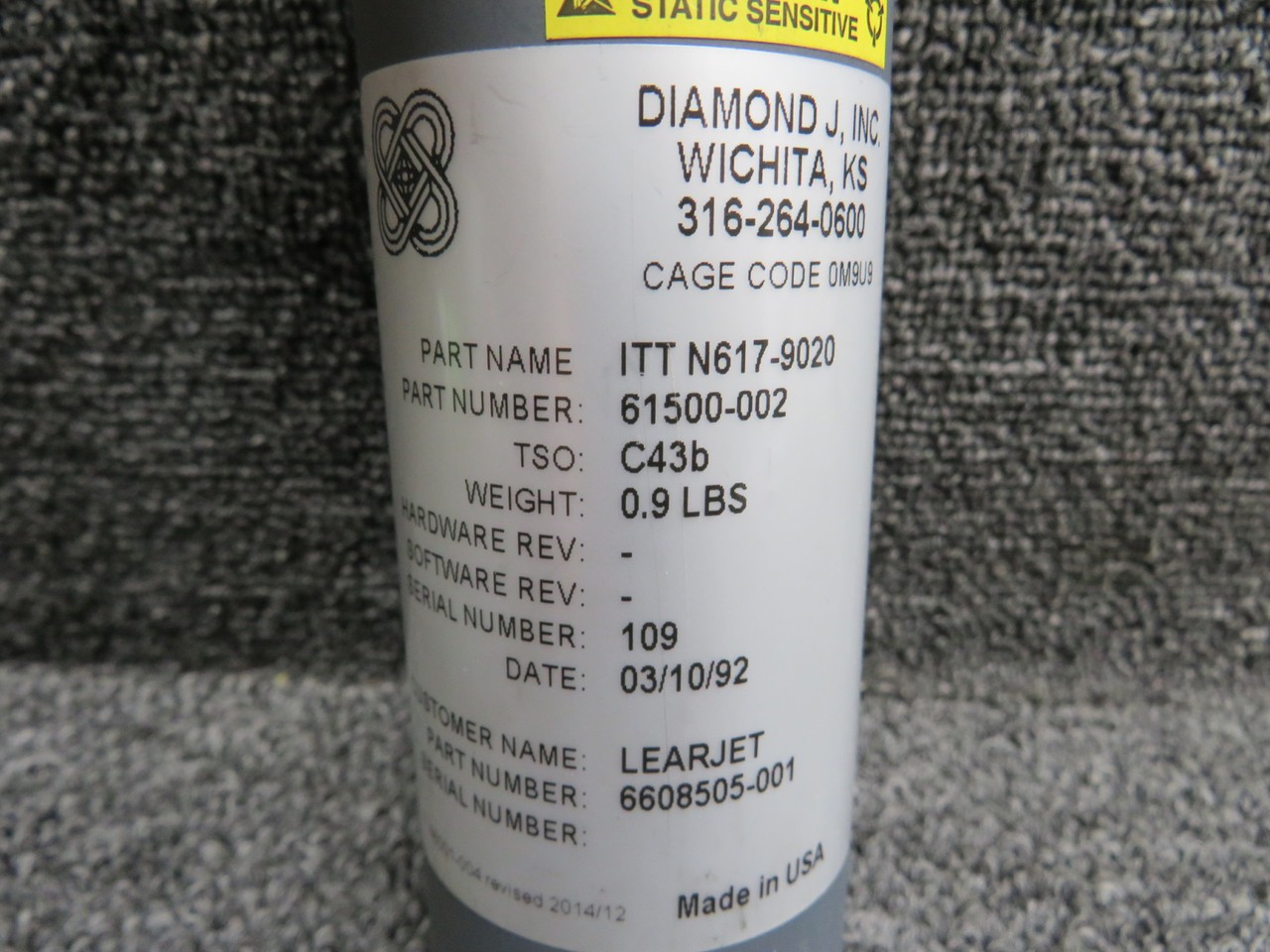 61500-002 (Alt: 6608505-001) Diamond ITT Indicator with Green Tag (Core)