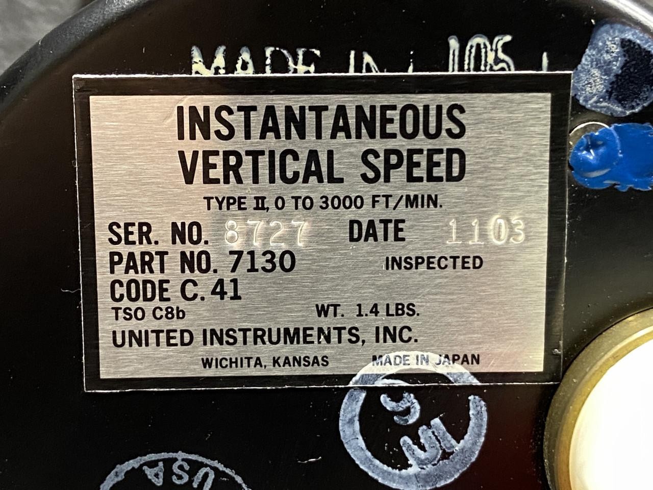 7130 (Alt: A602-2) United Instruments Rate of Climb Indicator