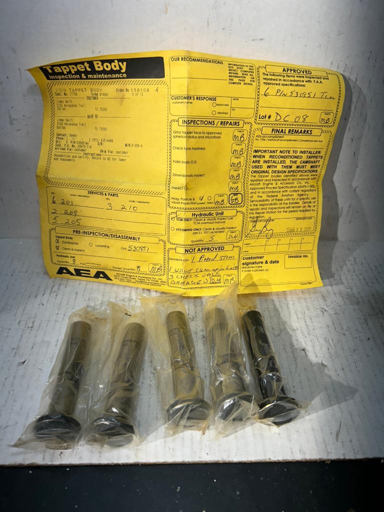 Certified Continental TCM O-200/O-300 Tappet Body Lifter P/N: 530851