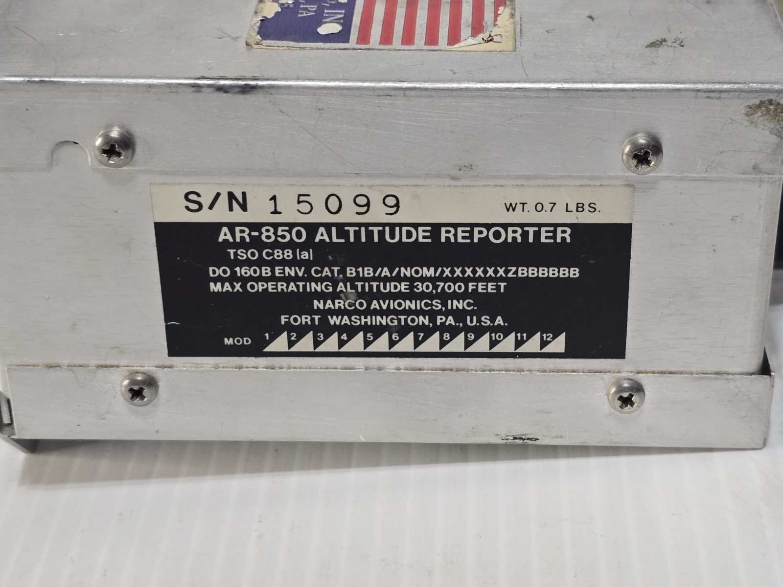 Narco Avionics AR-850 Altitude Reporter – As Removed, Untested