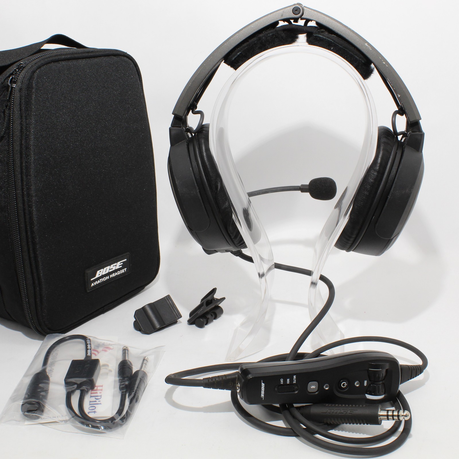 Very Good Bose A20 Bluetooth Headset – U-174 Plug w/ Dual GA Adapter BUNDLE
