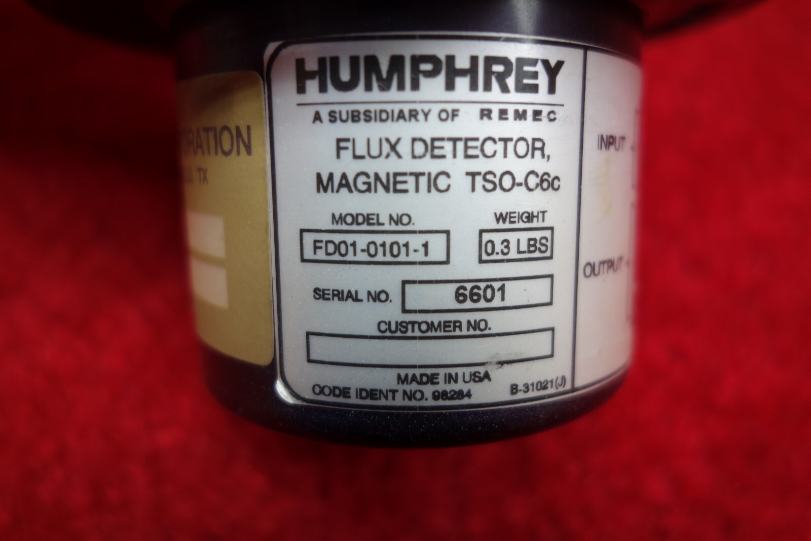 S-Tec Corporation, Humphrey FD01-0101-1 Magnetic Flux Detector PN 6446