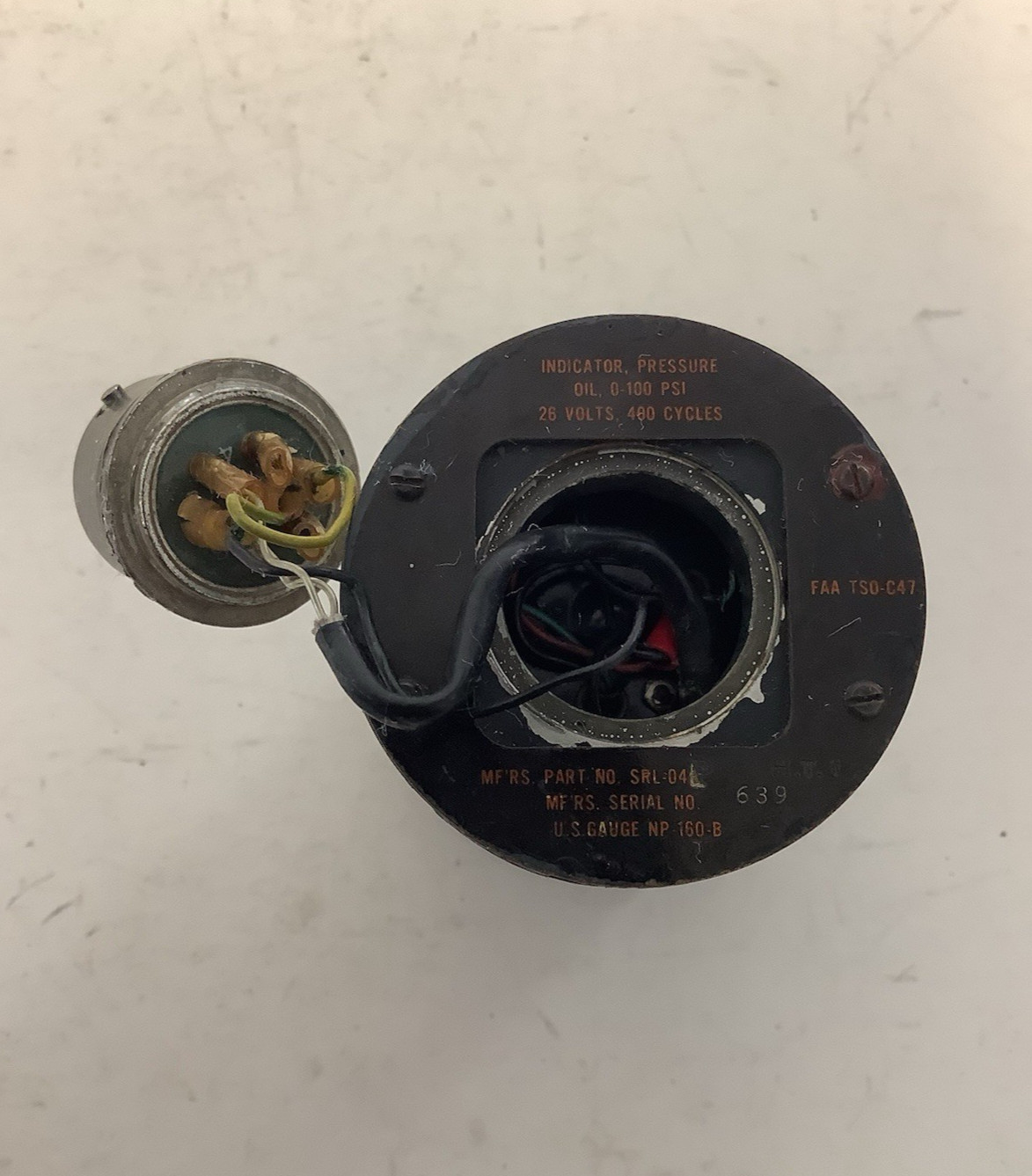 U.S. Gauge SRL-04L Oil Pressure Indicator Gauge 0-100 PSI / 26V / 400 Cycles