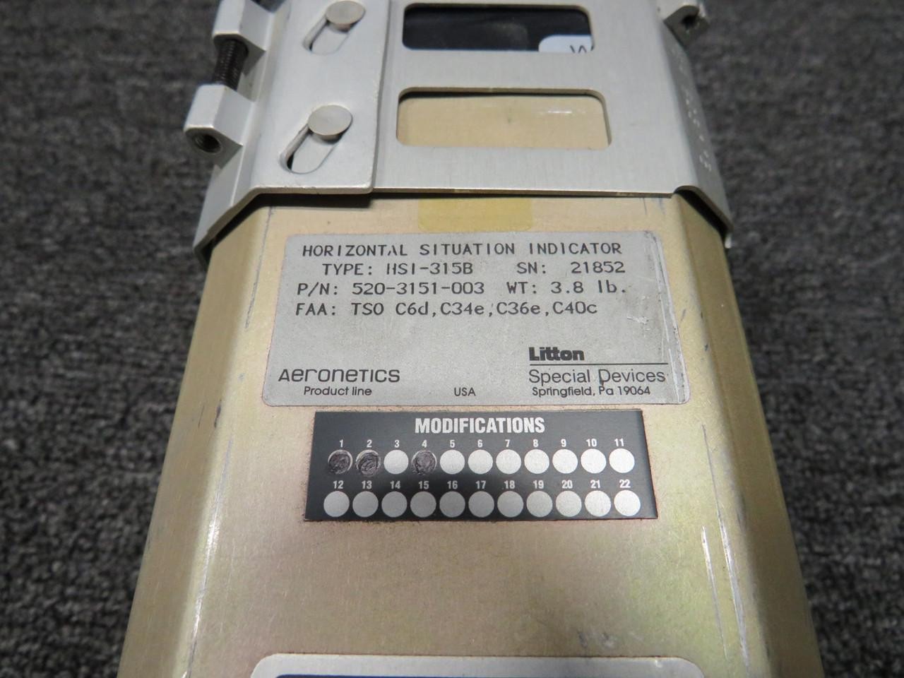 520-3151-003 Aeronetics HIS-315B Horizontal Situation Indicator w Modifications