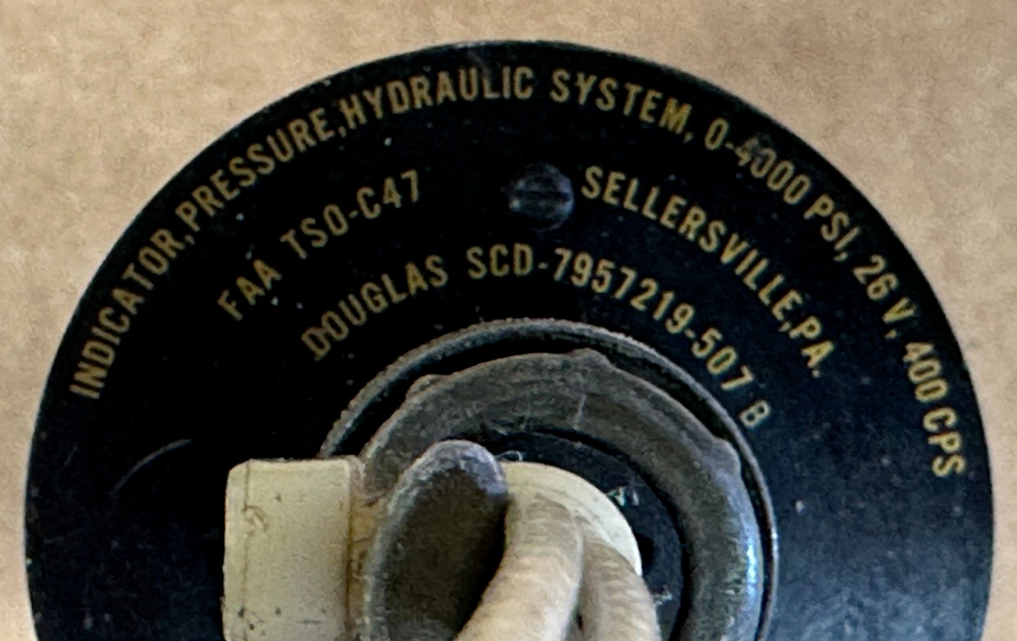 U.S. Gauge Aircraft 26V 4000 PSI Hydraulic System Pressure Indicator SRL7F