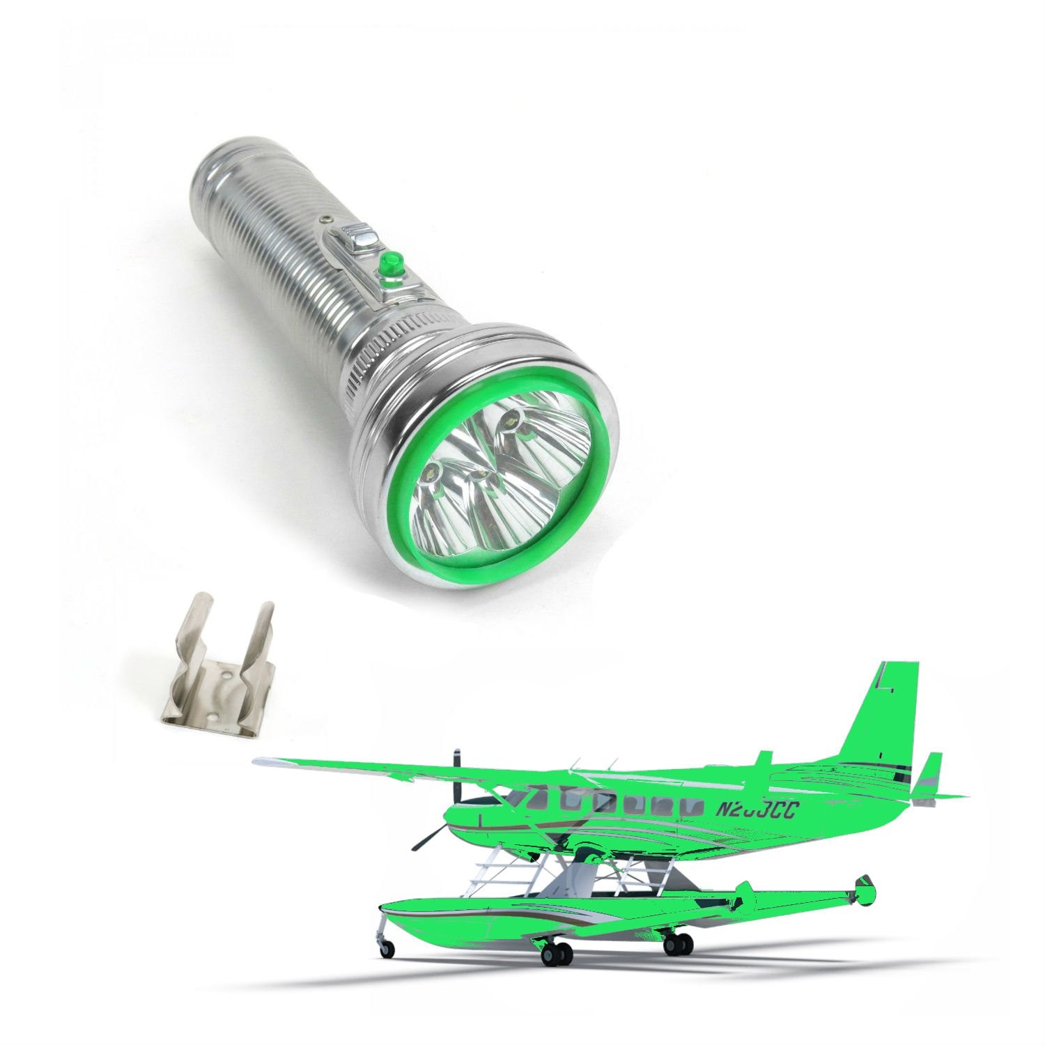 Vintage Style Flashlight w/ mounting bracket Cessna Private Plane Emergency