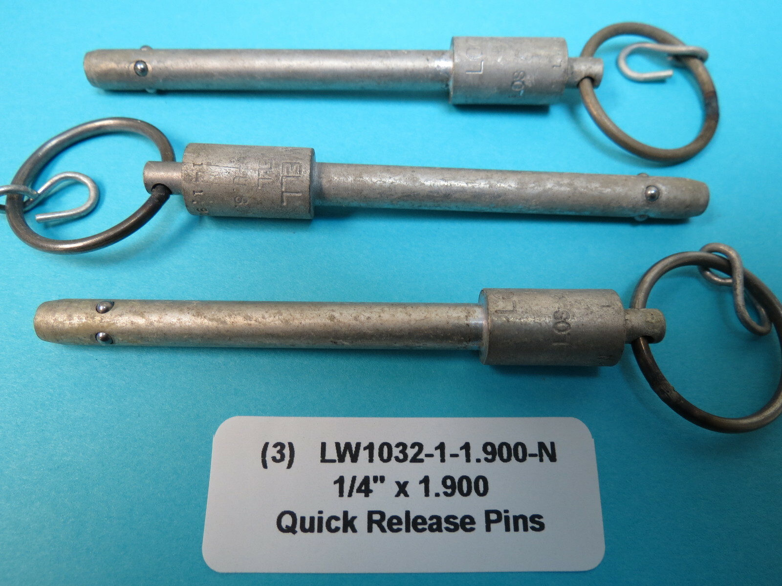 3 each LOCKWELL 1/4” x 1.900 Grip Quick Release HARTWELL Ball Lock Pins