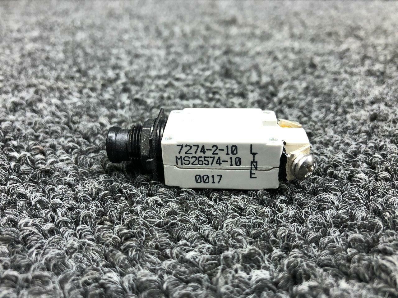 7271-2-10 Klixon Push Circuit Breaker (Amps: 10) (NEW OLD STOCK) (SA)