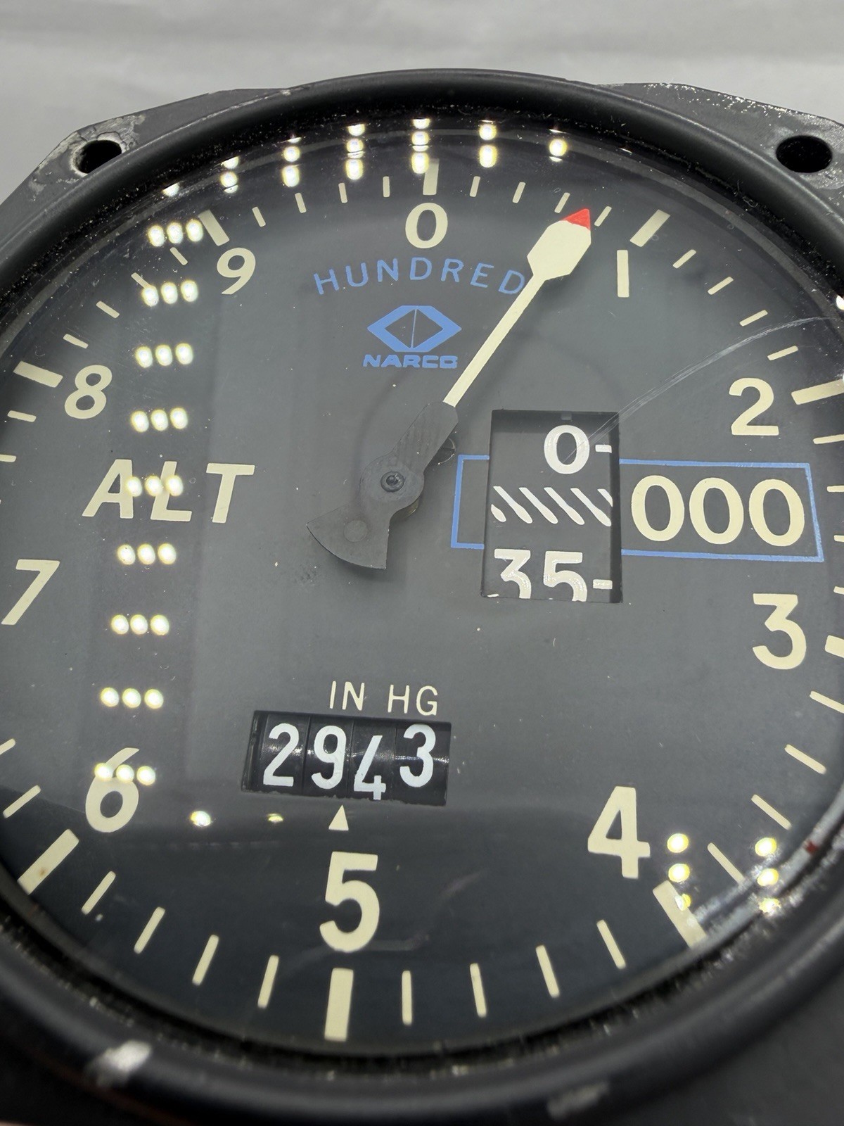 Narco Aircraft Altimeter 3 Pointer Alt Gauge TSO-C10b, S/N 4412, AR600B