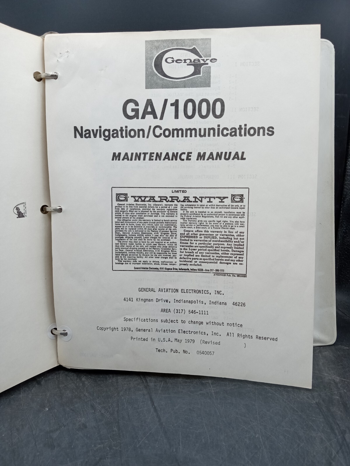 Genave Navigation/Communications Maintenance Manual