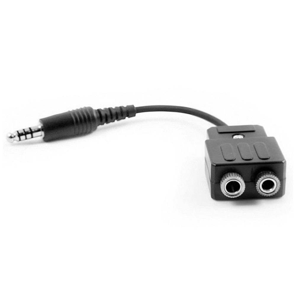 General Aviation Pilot to Helicopter Headset Adapter Cable Cord Dual Plug GA