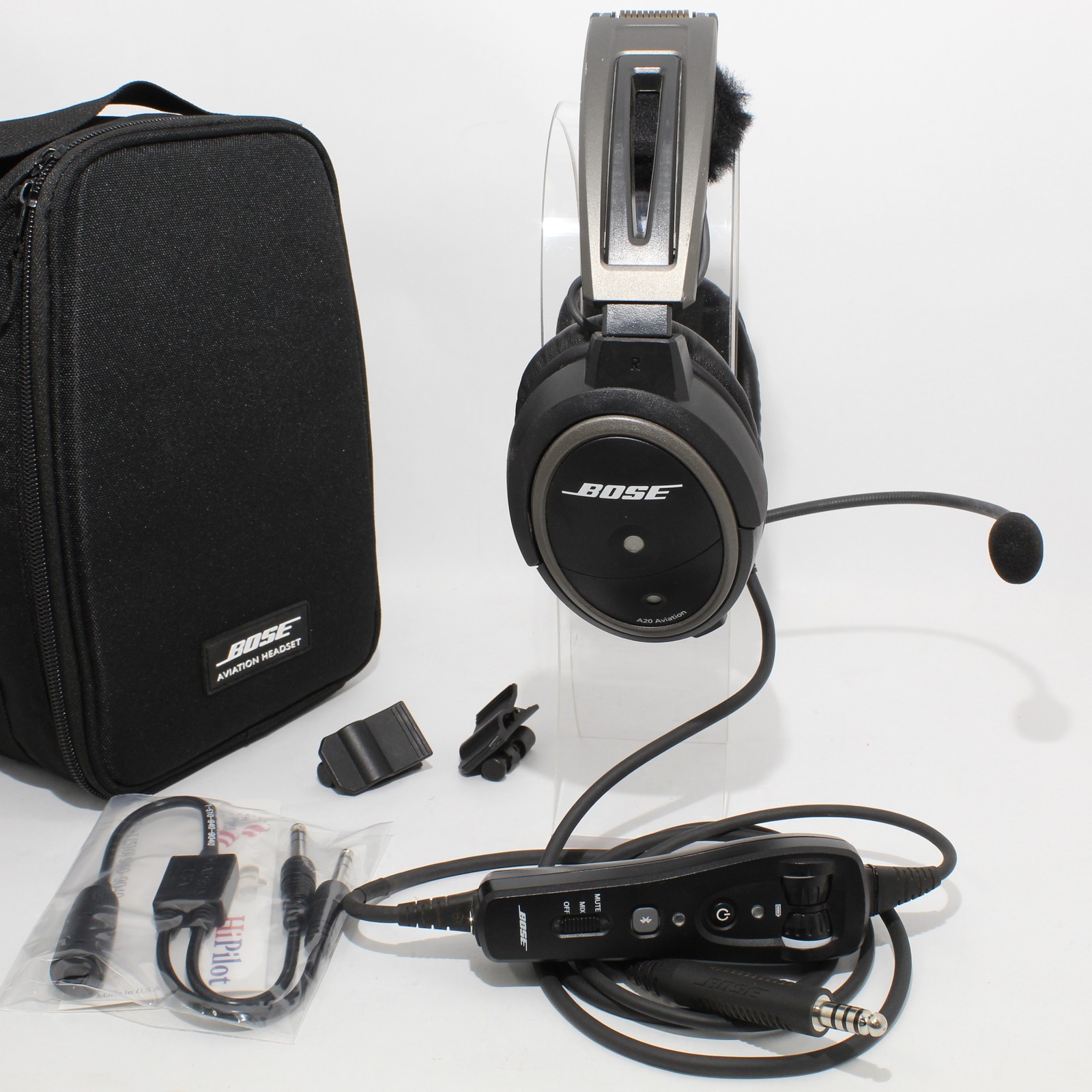 Very Good Bose A20 Bluetooth Headset – U-174 Plug w/ Dual GA Adapter BUNDLE