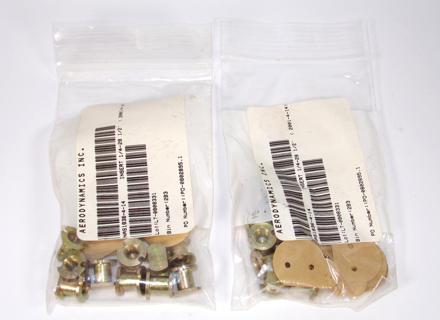 2001-4-14 Insert, Molded in, Blind Threaded 1/4-28 x 1/2″ NAS1836-4-14 (Qty 20)