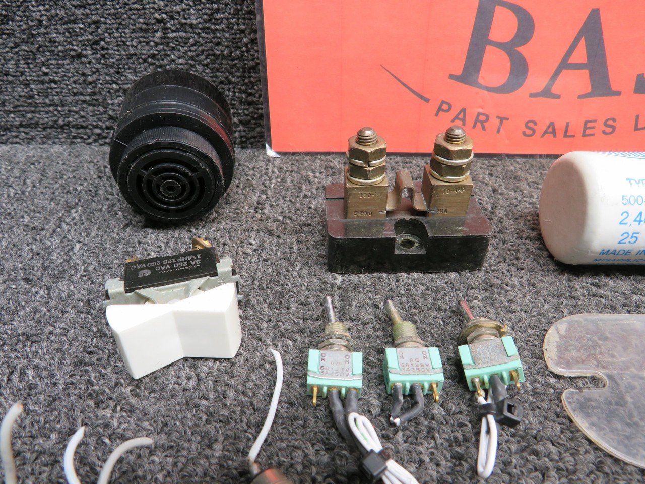 1985 Mooney M20K Goodie Bag with Switches, Relays, Warning Horns, etc.
