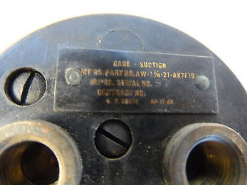 Us Gauge P/N AW-1 7/8″-21-AK7F19 Aircraft Suction Gauge