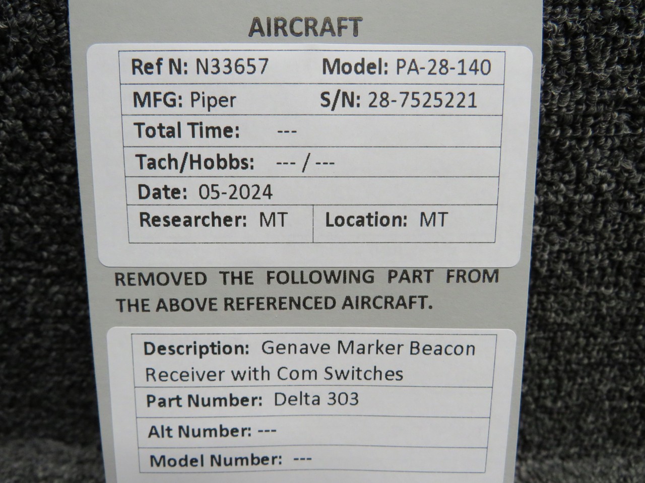 Delta 303 Genave Marker Beacon Receiver with Com Switches
