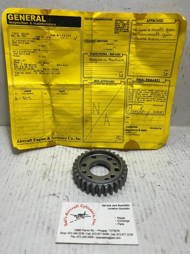 Certified Continental TCM E185-8, -9, -11, E225-4, -8 Crankshaft Gear 1/4-28